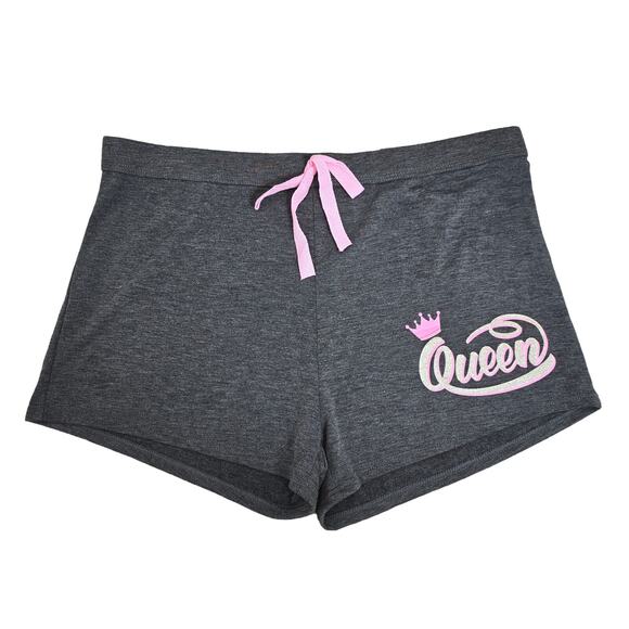 Bobbie Brooks Sleep Shorts Womens Plus 1X Grey Gold Glittery Queen Graphic NEW - Picture 1 of 9